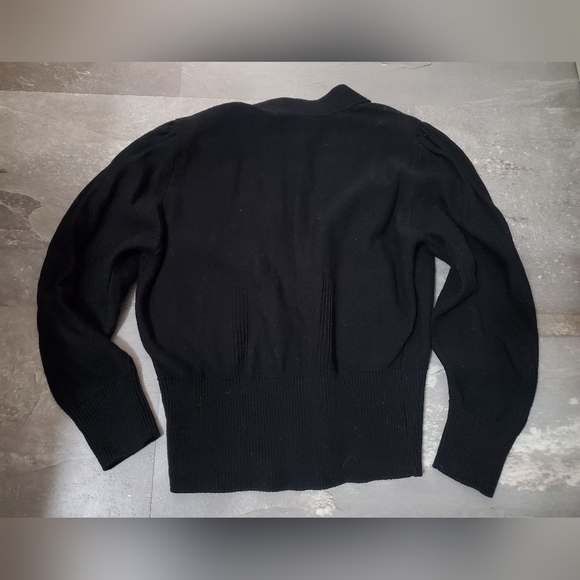 ba&sh "Ameo" Black V-Neck Knit Crop Cardigan. Silver Buttons. 3/4 Sleeves. XS. - Picture 5 of 14